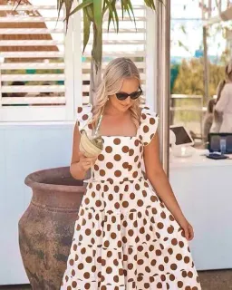 Mister Zimi Gabrielle Dress Tan Spot Size 12 for rent on The Volte - image 3