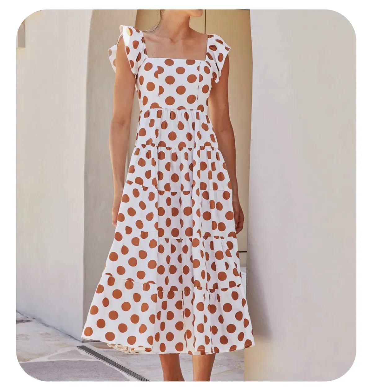 Mister Zimi Gabrielle Dress Tan Spot Size 12 for rent on The Volte - main image