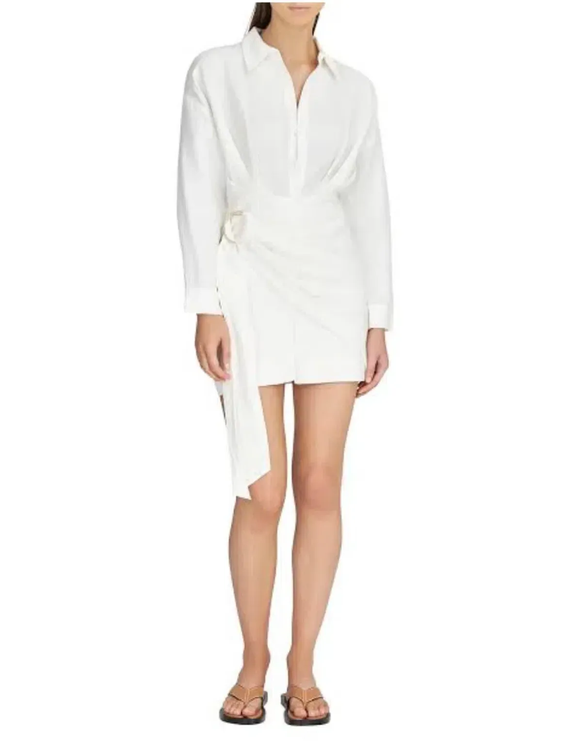 Significant Other Long Sleeve Shirt Mini Dress White Size 10 for rent on The Volte - main image