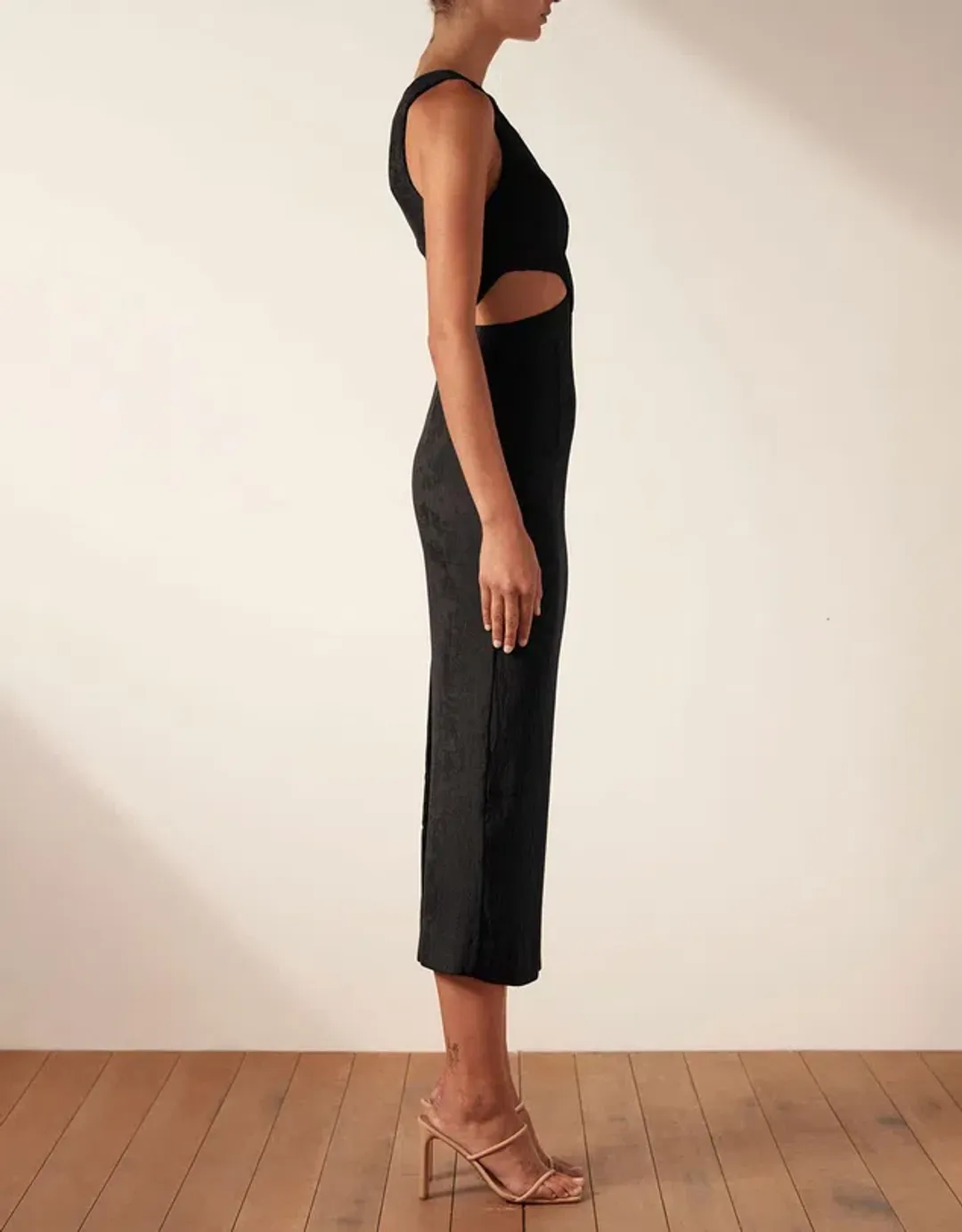 Shona Joy Simone V Neck Cut Out Midi Dress Black Size 8 / S for rent on The Volte - main image