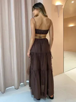 Bec & Bridge Alexandra Tie Maxi Dress in Chocolate Size 10 for rent on The Volte - image 3