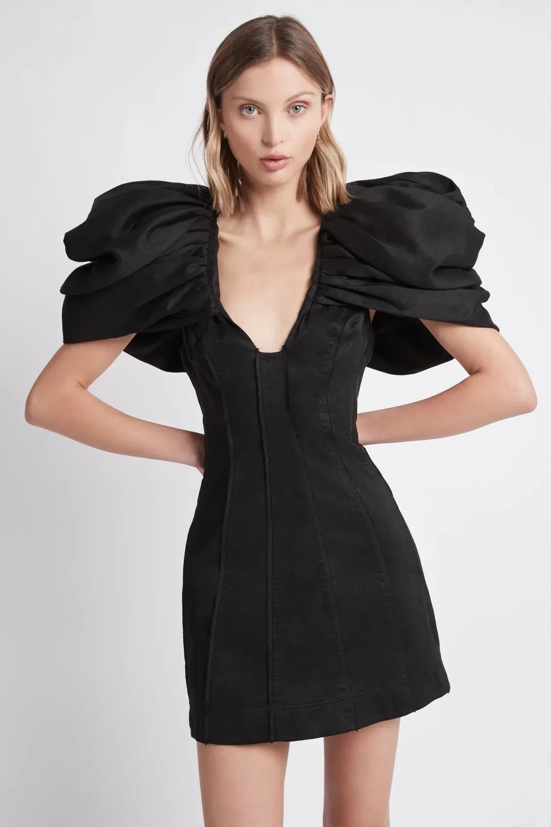 Aje Admiral Butterfly Sleeve Mini Dress Black Size 10  for rent on The Volte - main image
