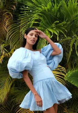 Aje Chateau Cut Out Mini Dress Sky Blue Size 6  for rent on The Volte - image 3