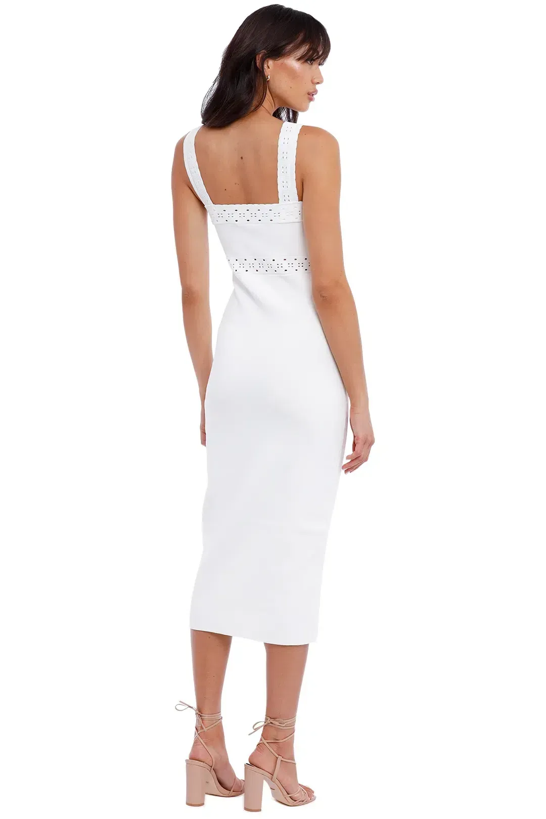 By Johnny Knit Lace Ribbon Midi Dress White Size XS for rent on The Volte - main image