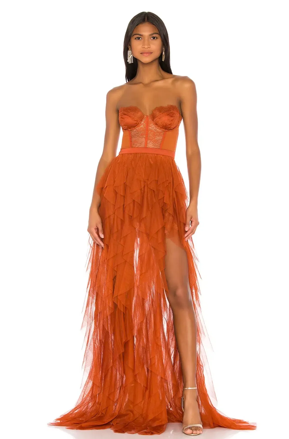 For Love & Lemons Bustier Gown Orange Size 6 for rent on The Volte - main image