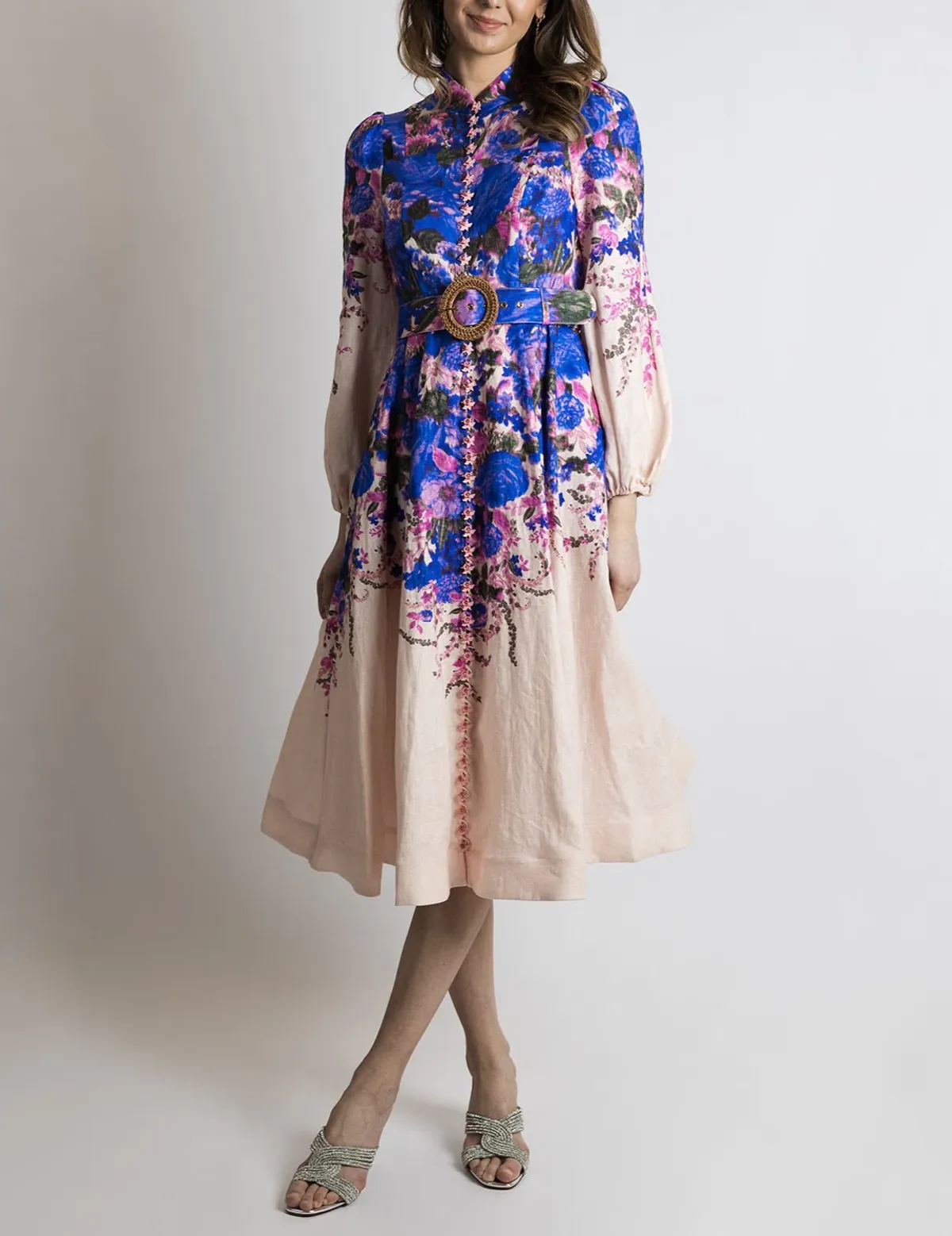 Zimmermann High Tide Buttoned Midi Dress Floral Size 2 / Au 12 for rent on The Volte - main image