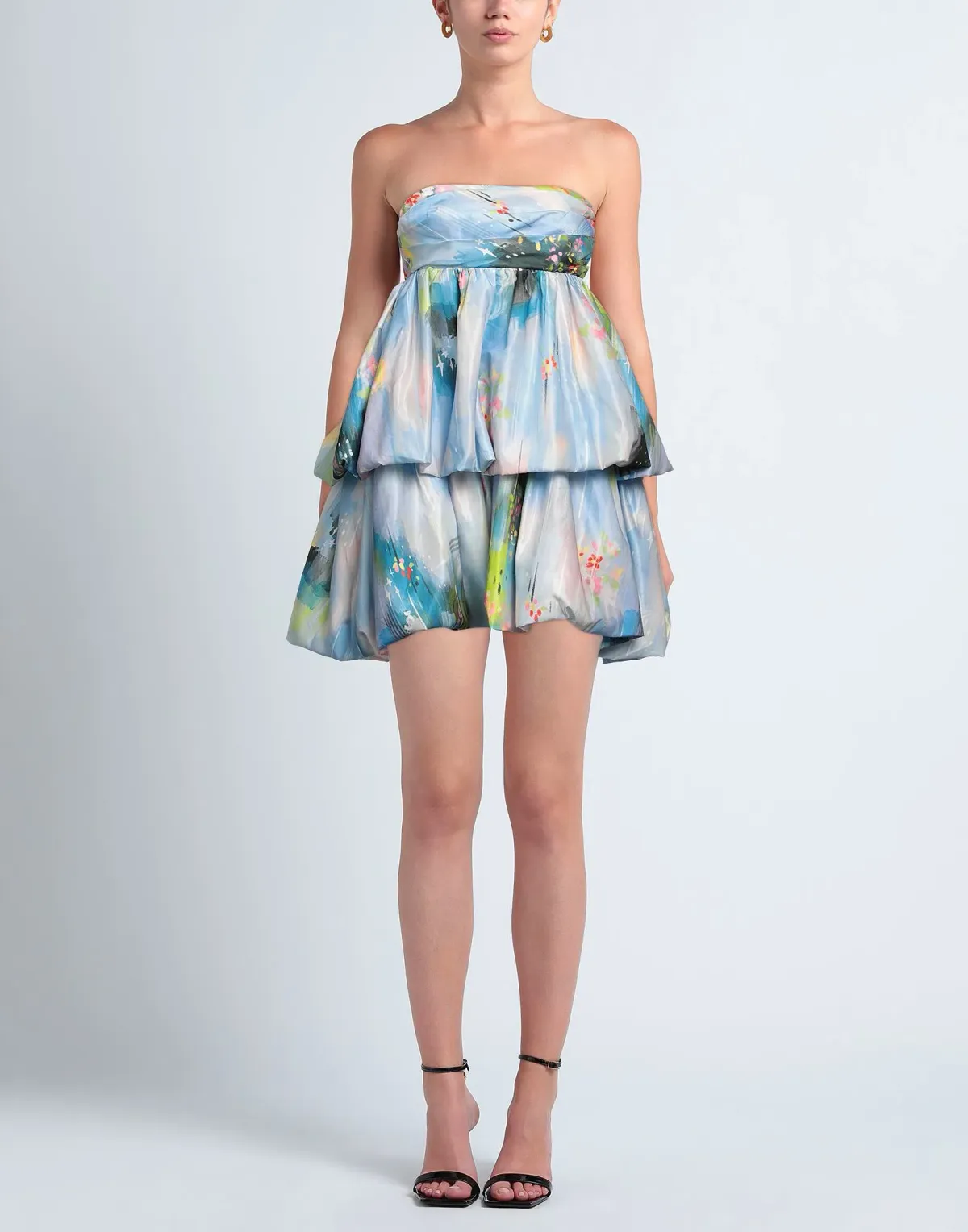 Leo Lin Daphne Strapless Bubble Dress Willow Print Size 10 for rent on The Volte - main image
