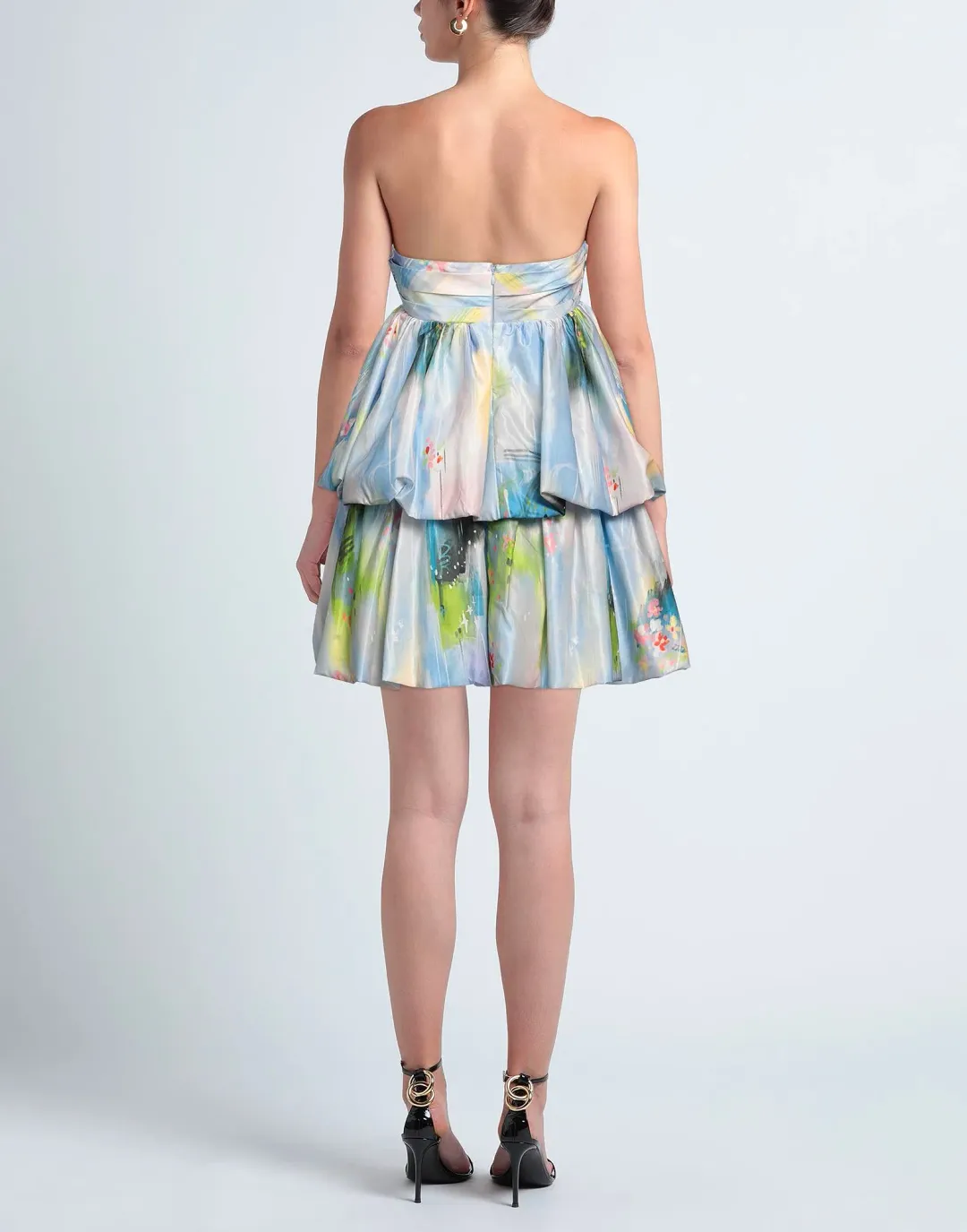 Leo Lin Daphne Strapless Bubble Dress Willow Print Size 10 for rent on The Volte - main image