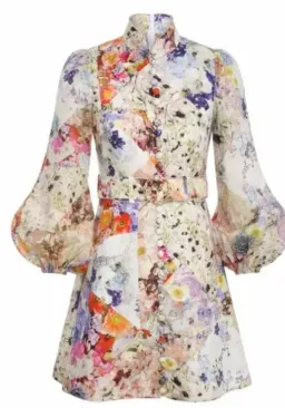  Zimmermann Prima Belted Mini Dress Floral Size 1 / Au 10 for rent on The Volte - image 3