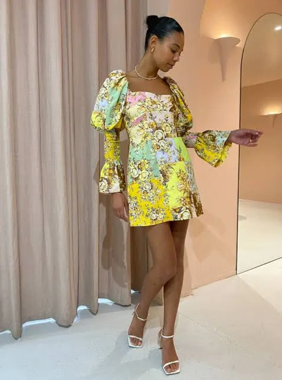 Alemais Matilde Puff Sleeve Mini Dress Multi Size 6 for rent on The Volte - main image