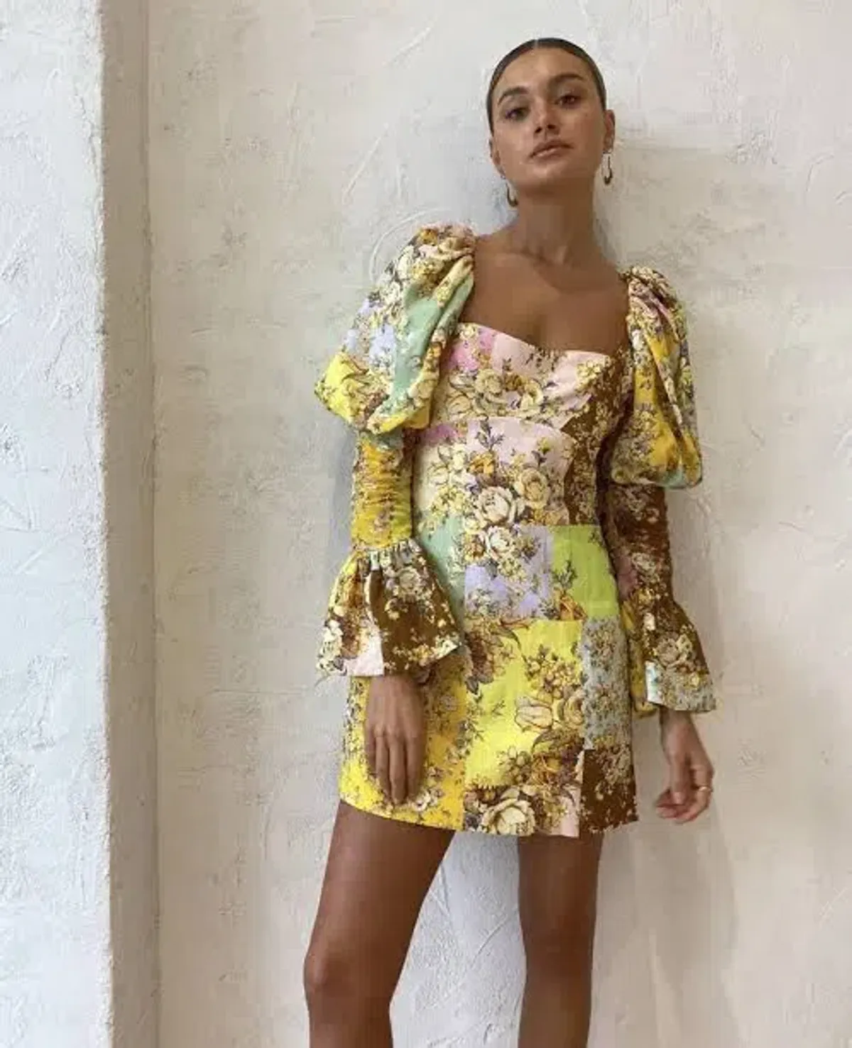 Alemais Matilde Puff Sleeve Mini Dress Multi Size 6 for rent on The Volte - main image