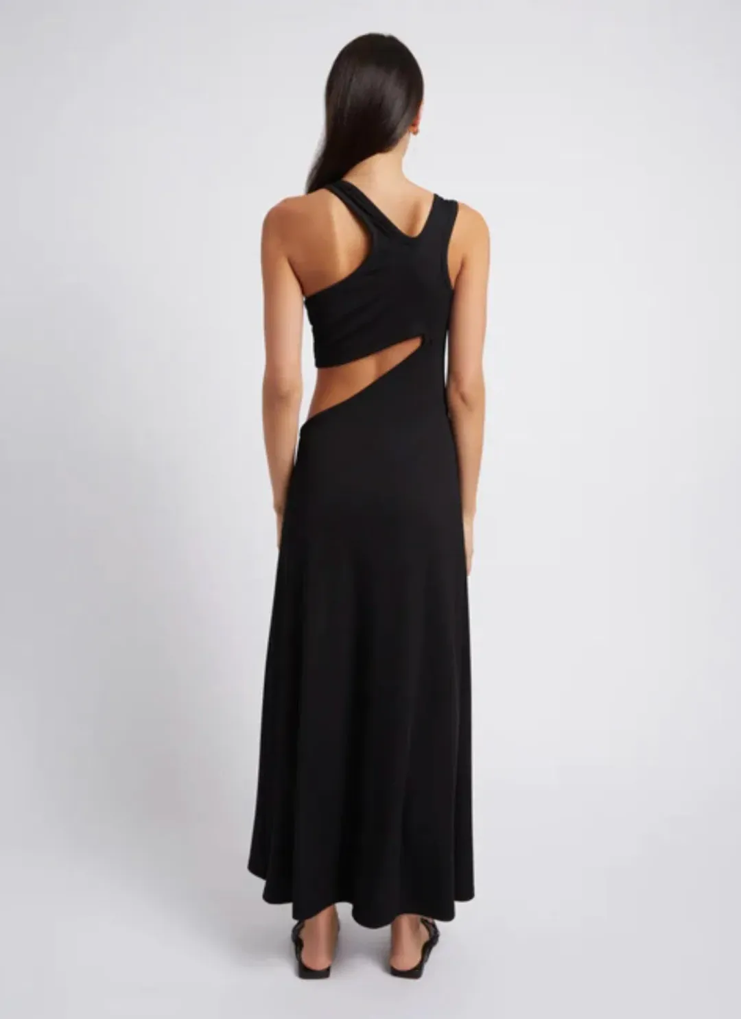 Christopher Esber Underbust Quartz Split Ruched Tank Dress Black Size 6 / XS for rent on The Volte - main image