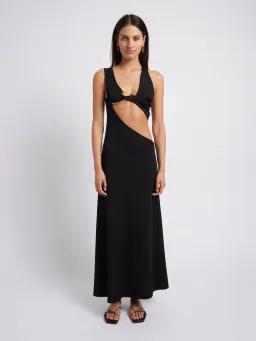 Christopher Esber Underbust Quartz Split Ruched Tank Dress Black Size 6 / XS for rent on The Volte - image 1