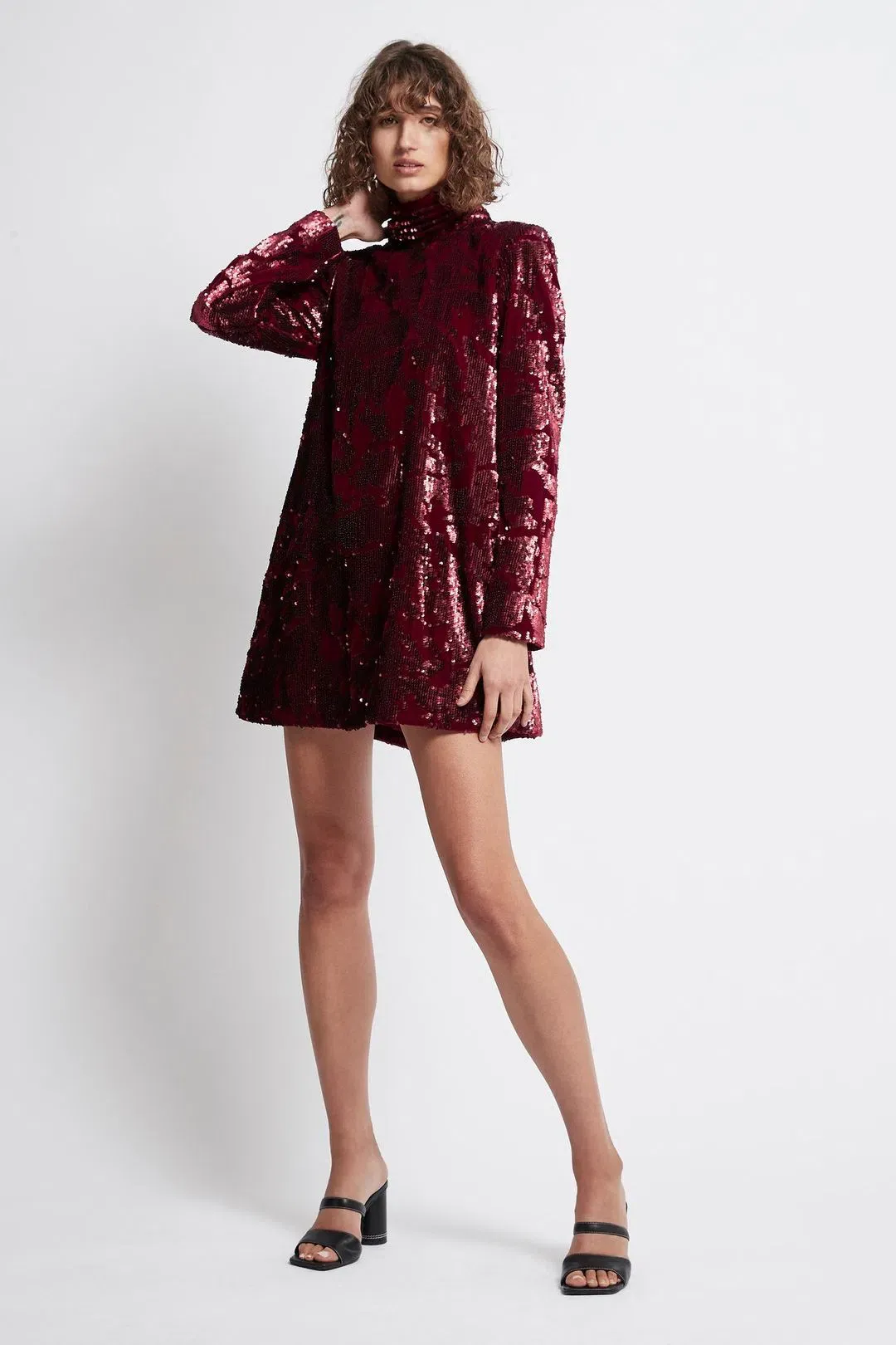 Aje Rebellion Embellished Velvet Mini Dress Burgundy Size 8 / S  for rent on The Volte - main image
