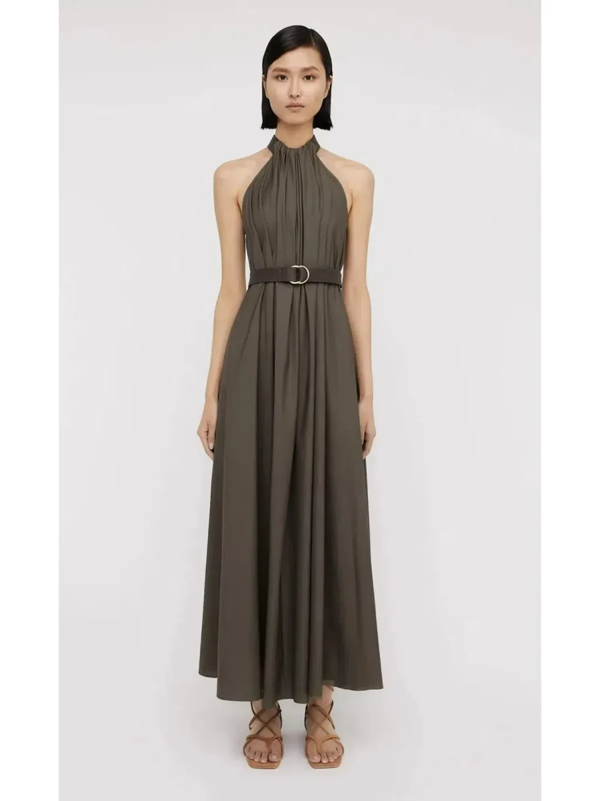 Scanlan Theodore Cotton Strapping Dress Jungle Green Size AU 8 for rent on The Volte - main image