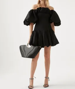 AJE Arles Off The Shoulder Mini Dress Black Size 14  for rent on The Volte - image 1