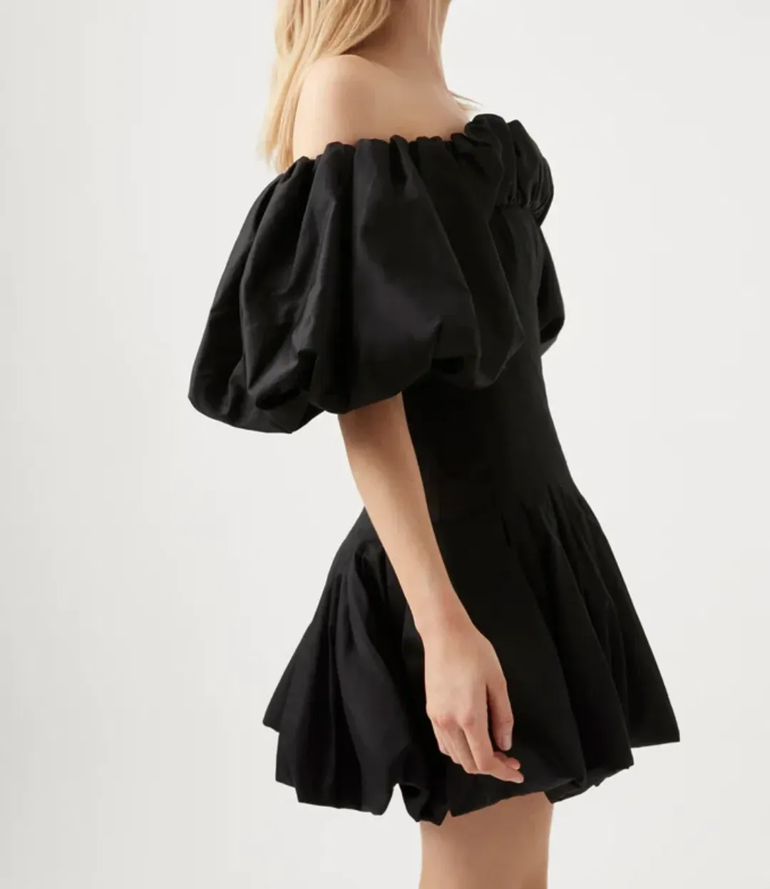 AJE Arles Off The Shoulder Mini Dress Black Size 14  for rent on The Volte - main image