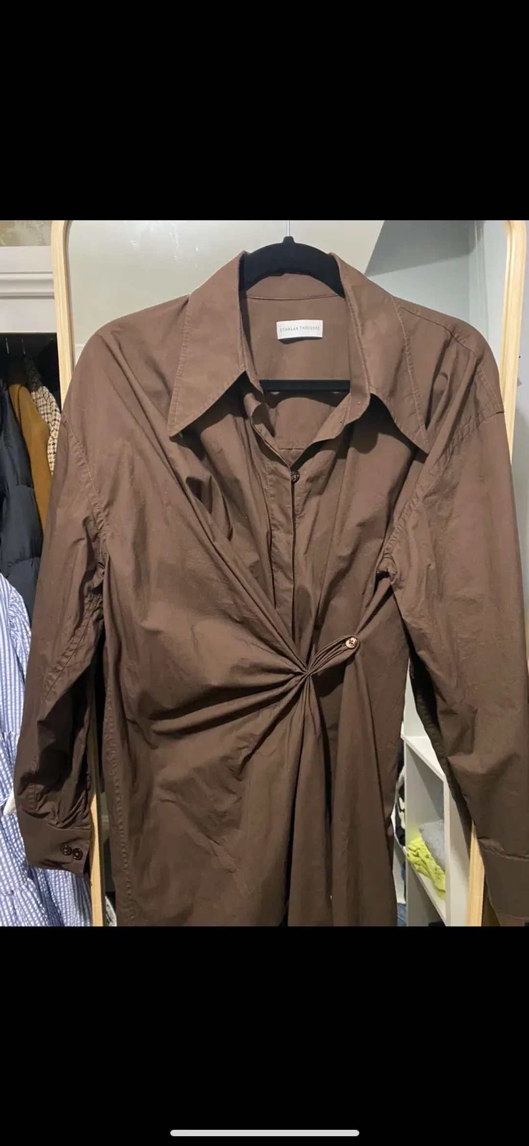 Scanlan Theodore Cotton Wrap Dress Brown Size 8  for rent on The Volte - main image