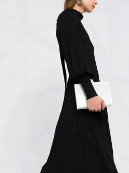 Zimmermann Long Sleeve Pleated Midi Dress Black Size 0 / Au 8 for rent on The Volte - image 2