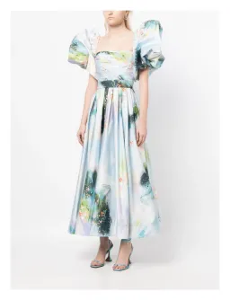 Leo Lin Matilda Puff Sleeve Midi Dress Willow Print Size 8 for rent on The Volte - image 4