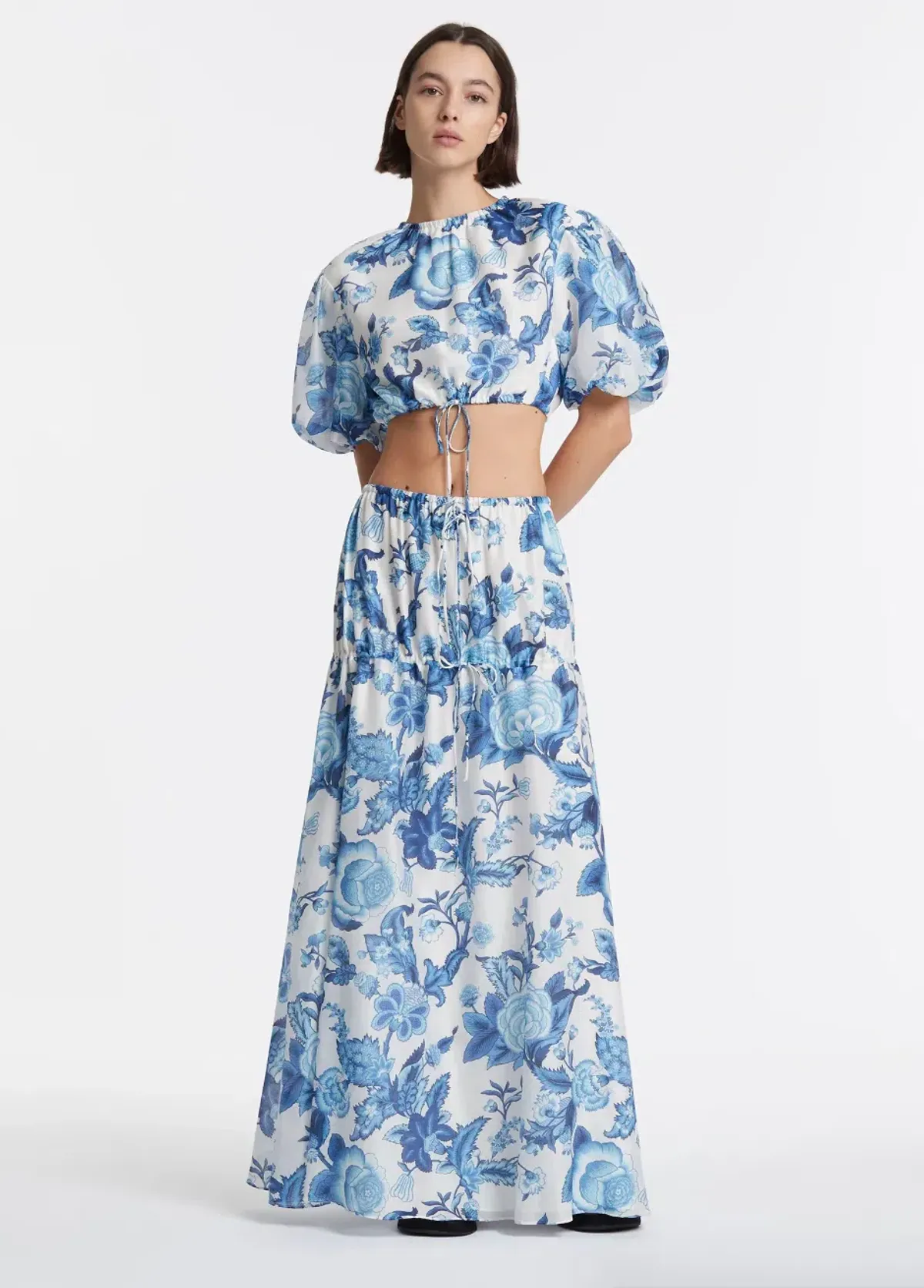 Sir The Label Amaris Puff Sleeve Top & Gathered Skirt Set Floral Size 0 / Au 6 for rent on The Volte - main image
