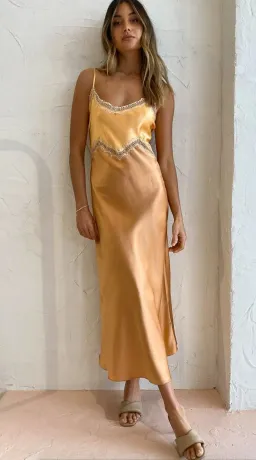 Ginia Hope MIdi Dress Nectarine/Sandstone Size 8 / XS for rent on The Volte - image 5