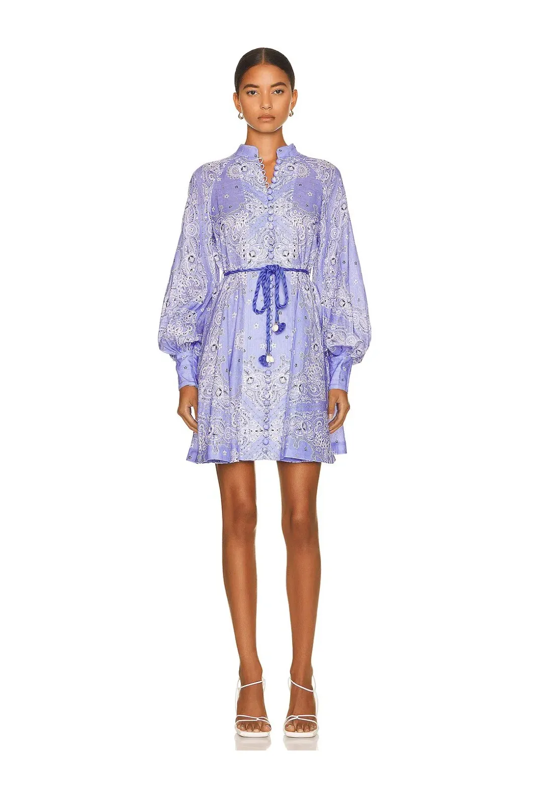 Zimmerman Violet Button Up Mini Dress in Cornflower Bandana Print Size 1 / Au 10 for rent on The Volte - main image