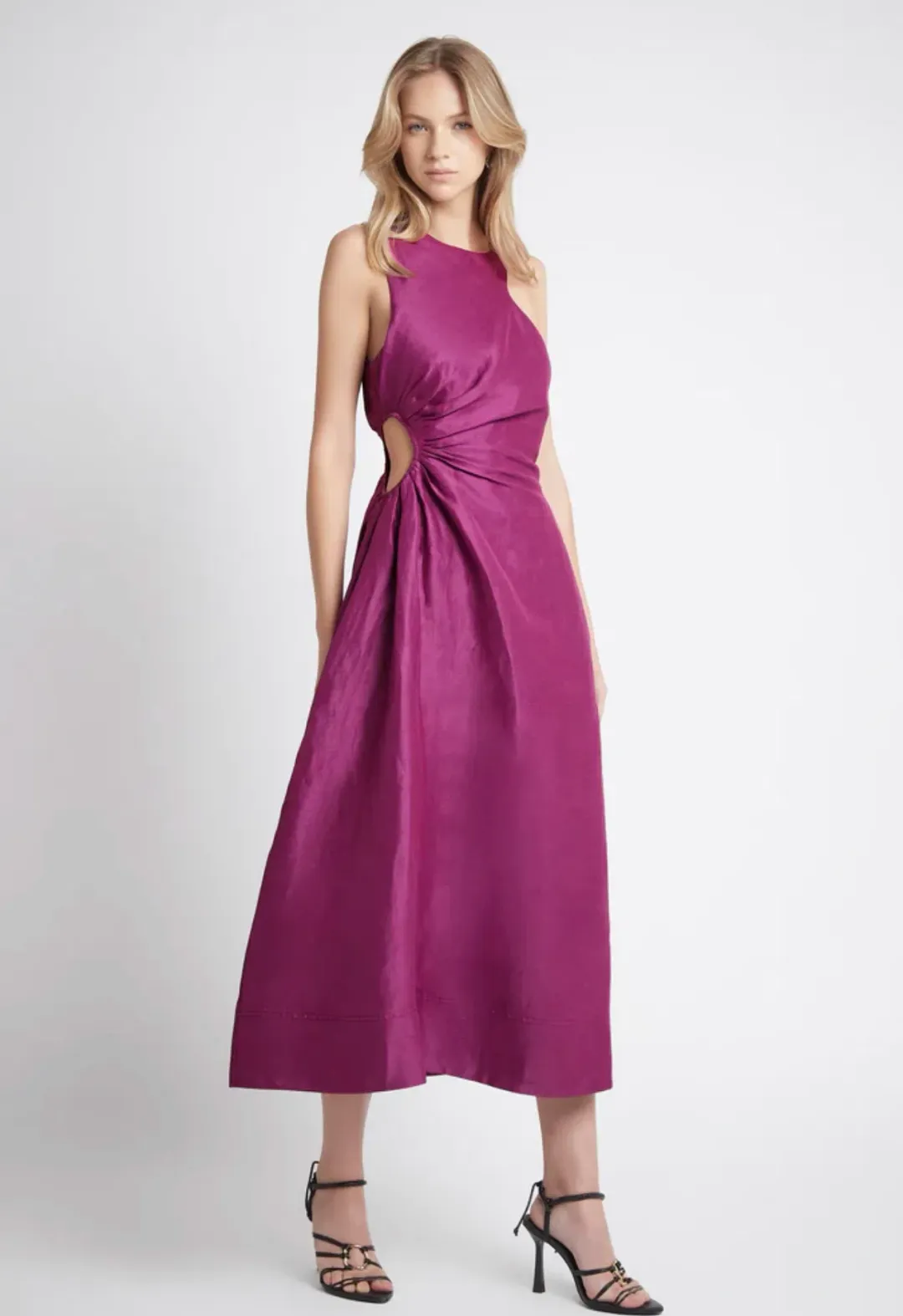 Aje Chateau Cut Out Dress Fuchsia Size 8 for rent on The Volte - main image