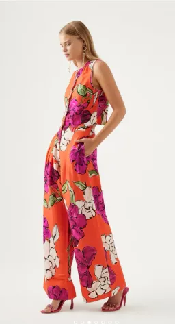 Aje Bessie Shell Top and Dazzling Floral Wide Leg Pant Set Floral Size 14 for rent on The Volte - image 2
