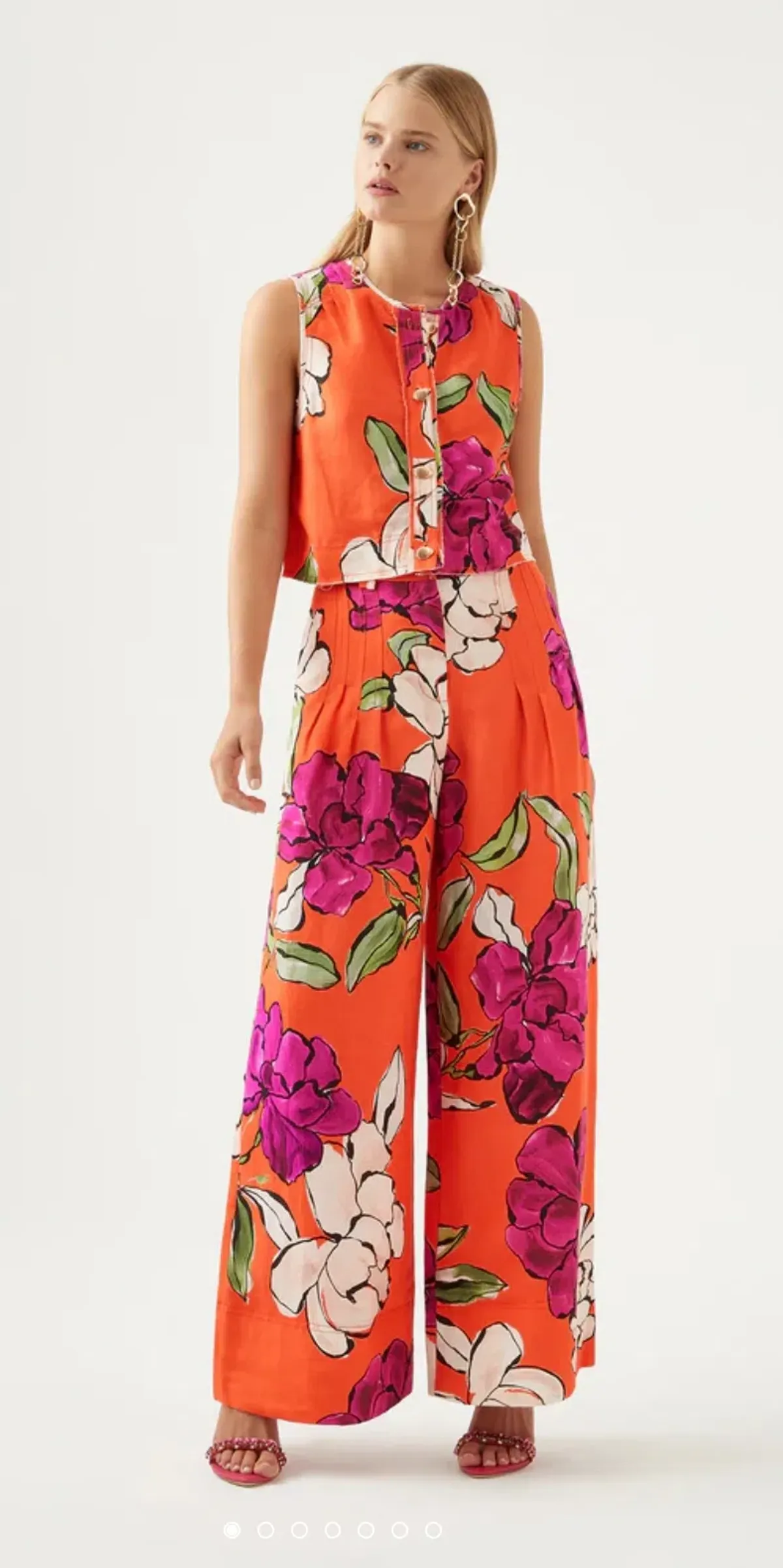 Aje Bessie Shell Top and Dazzling Floral Wide Leg Pant Set Floral Size 14 for rent on The Volte - main image