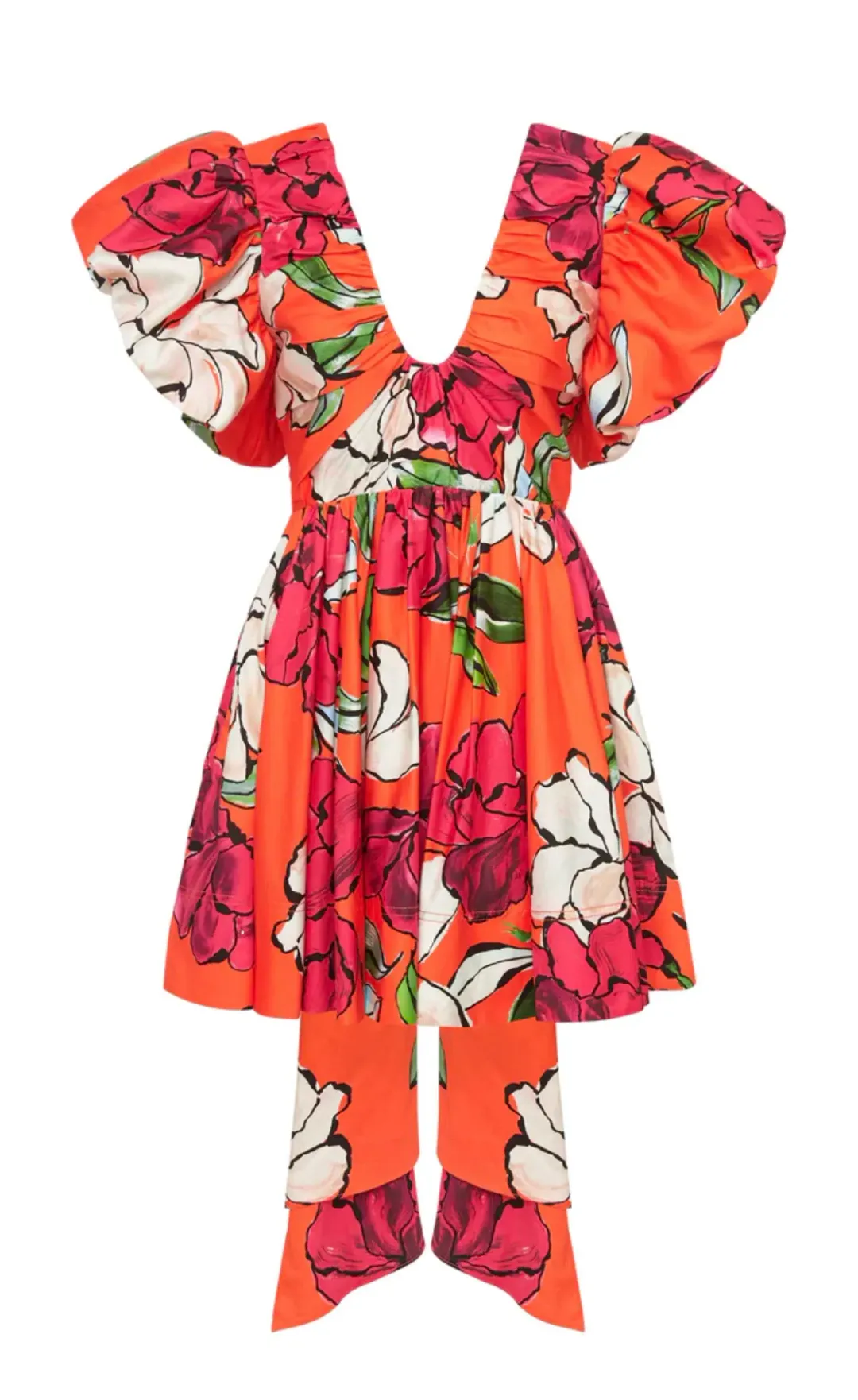 Aje Gretta Bow Back Mini Dress Vivid Camellia Floral Size 10 for rent on The Volte - main image
