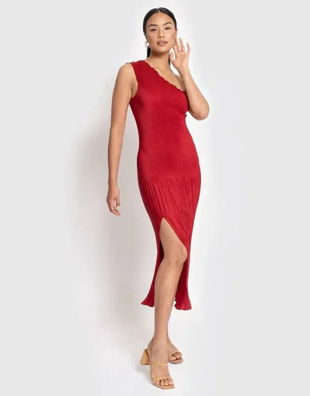 L'Idee Soiree One Shoulder Gown Red Size 10 for rent on The Volte - main image