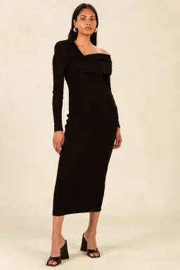Misha Elenor Slinky Jersey Dress Black Size 10 for rent on The Volte - image 1