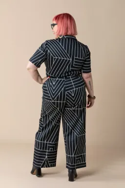 Frock Me Out Monochrome Freestyler Jumpsuit Lines Print Size 16 for rent on The Volte - image 5