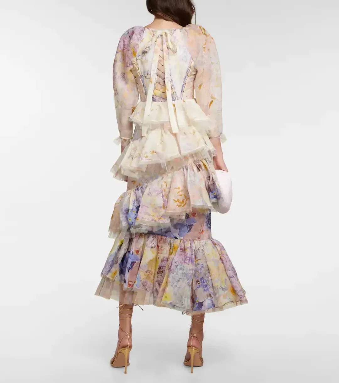 Zimmerman Rhythmic Asymmetric Organza Midi Dress Floral Size 1/Au 10 for rent on The Volte - main image