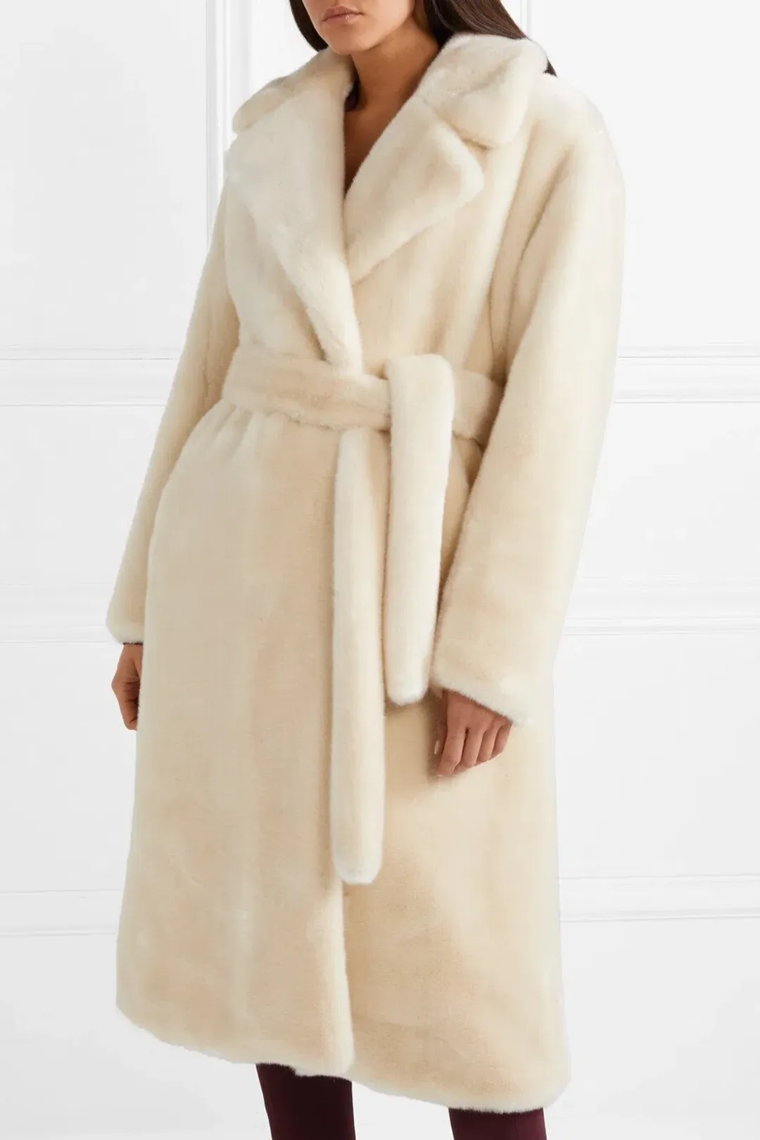 Tibi Luxe Faux Fur Oversized Coat Cream Size 10 for rent on The Volte - main image