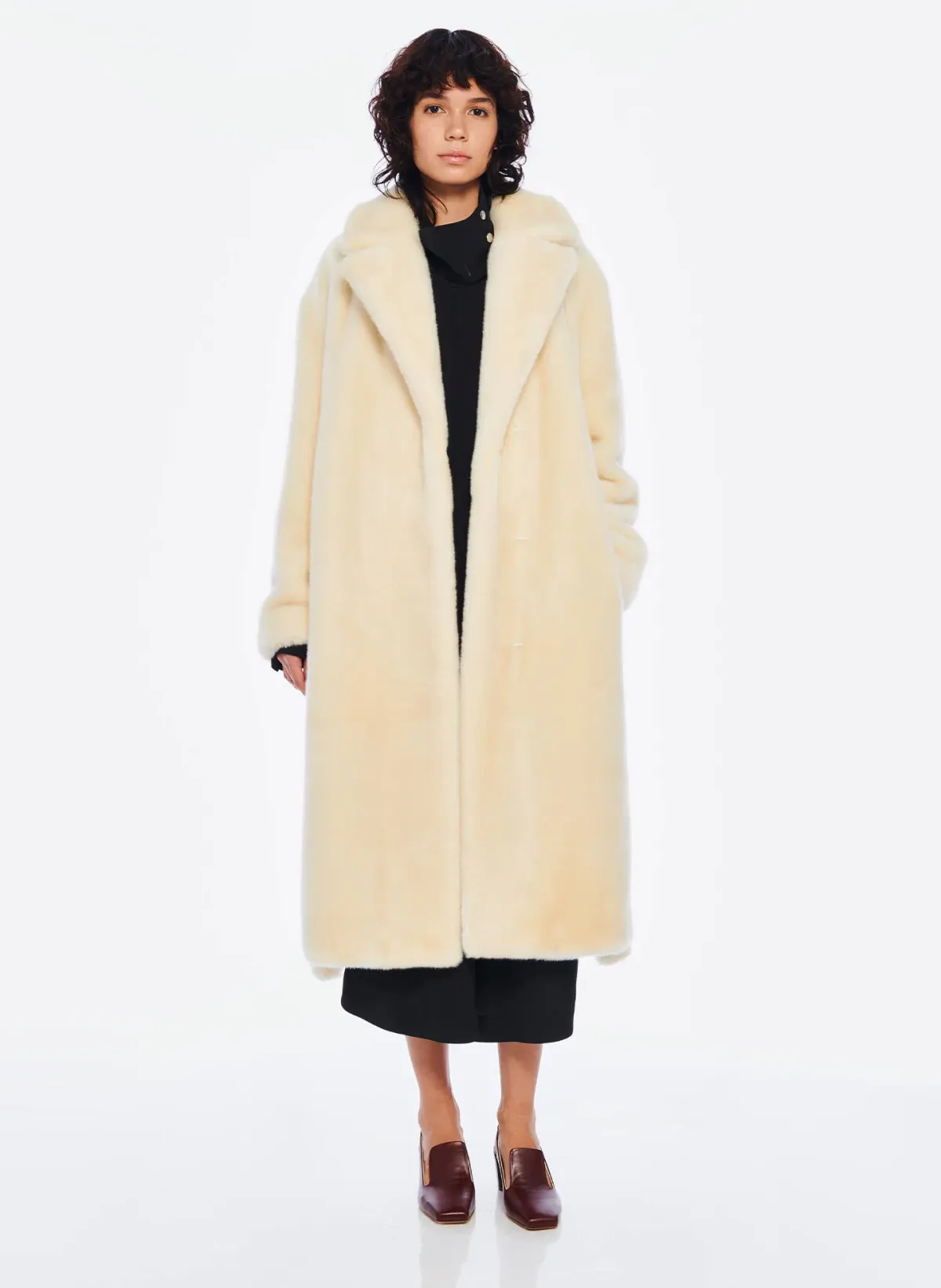 Tibi Luxe Faux Fur Oversized Coat Cream Size 10 for rent on The Volte - main image