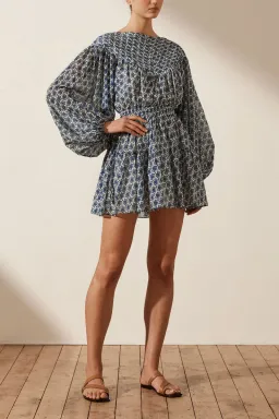 Shona Joy Daniela Tuck Balloon Mini Dress Print Size 8  for rent on The Volte - image 2