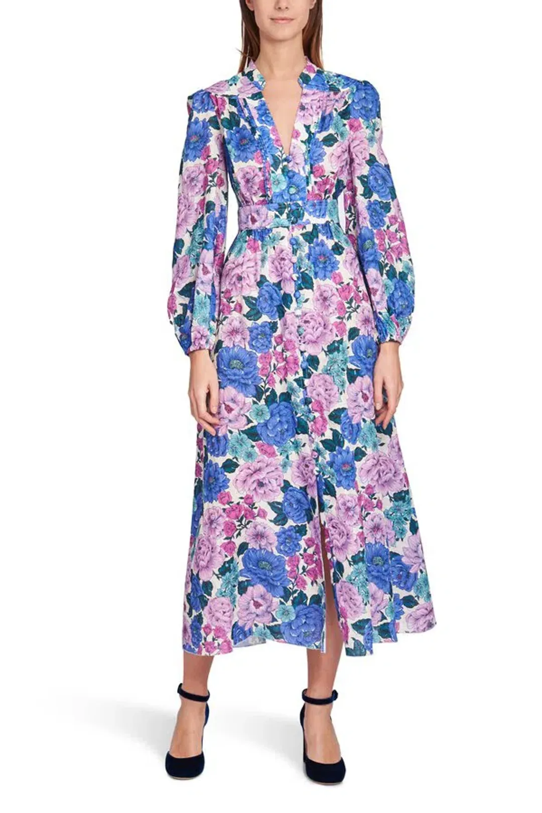 Zimmermann Poppy Plunge Midi Dress Print Size 1/AU 10 for rent on The Volte - main image