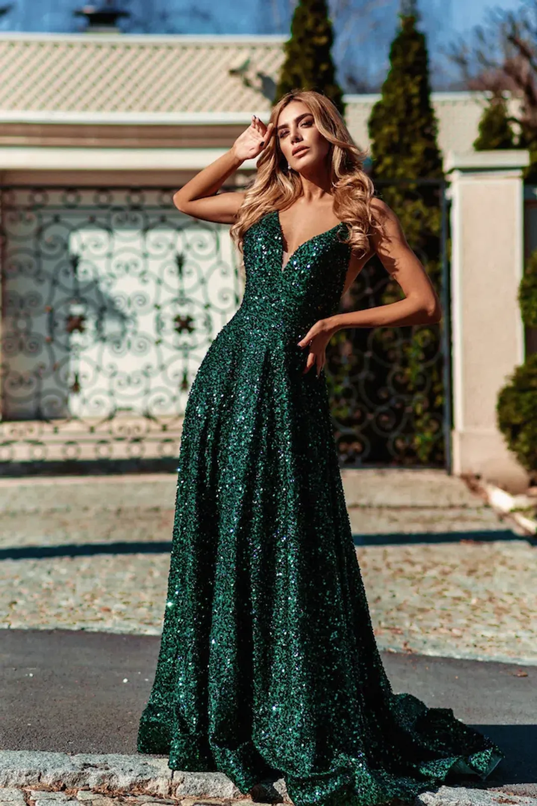 Tina Holly TE123 Gown Emerald Green Size 8 for rent on The Volte - main image