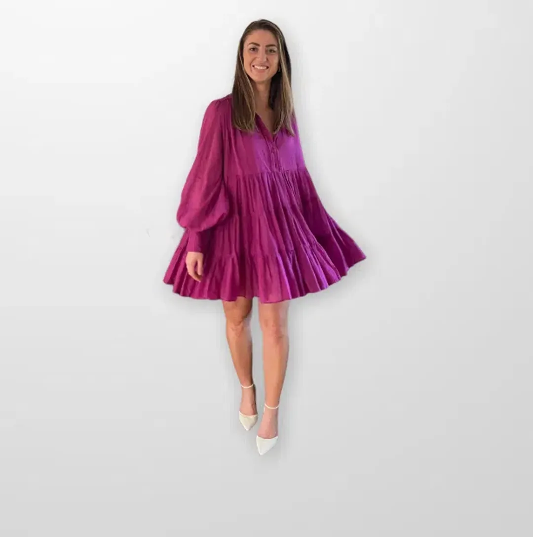 Aje Romance Smock Mini Dress Fuchsia Size 14 / XL for rent on The Volte - main image