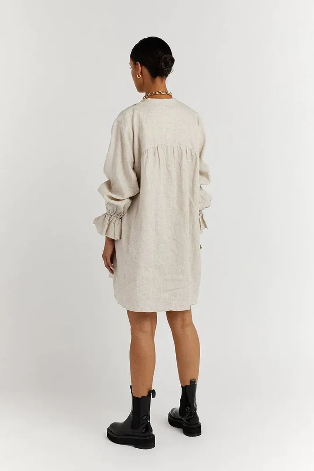Dissh India Linen Mini Dress Natural Size 6 for rent on The Volte - main image