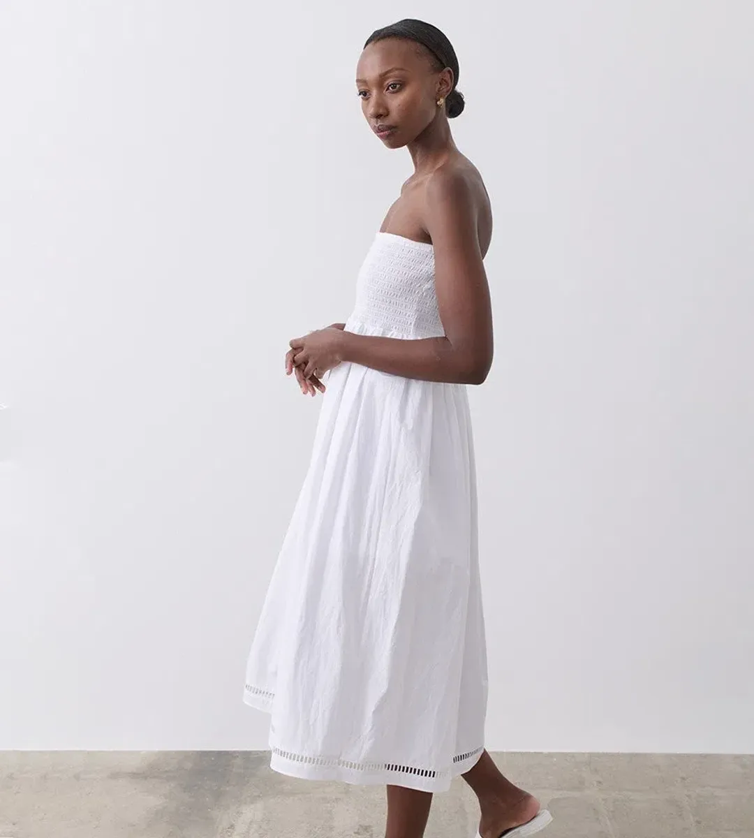 Joslin Yoko Cotton Skirt/Dress in Optical White Size 10 for rent on The Volte - main image