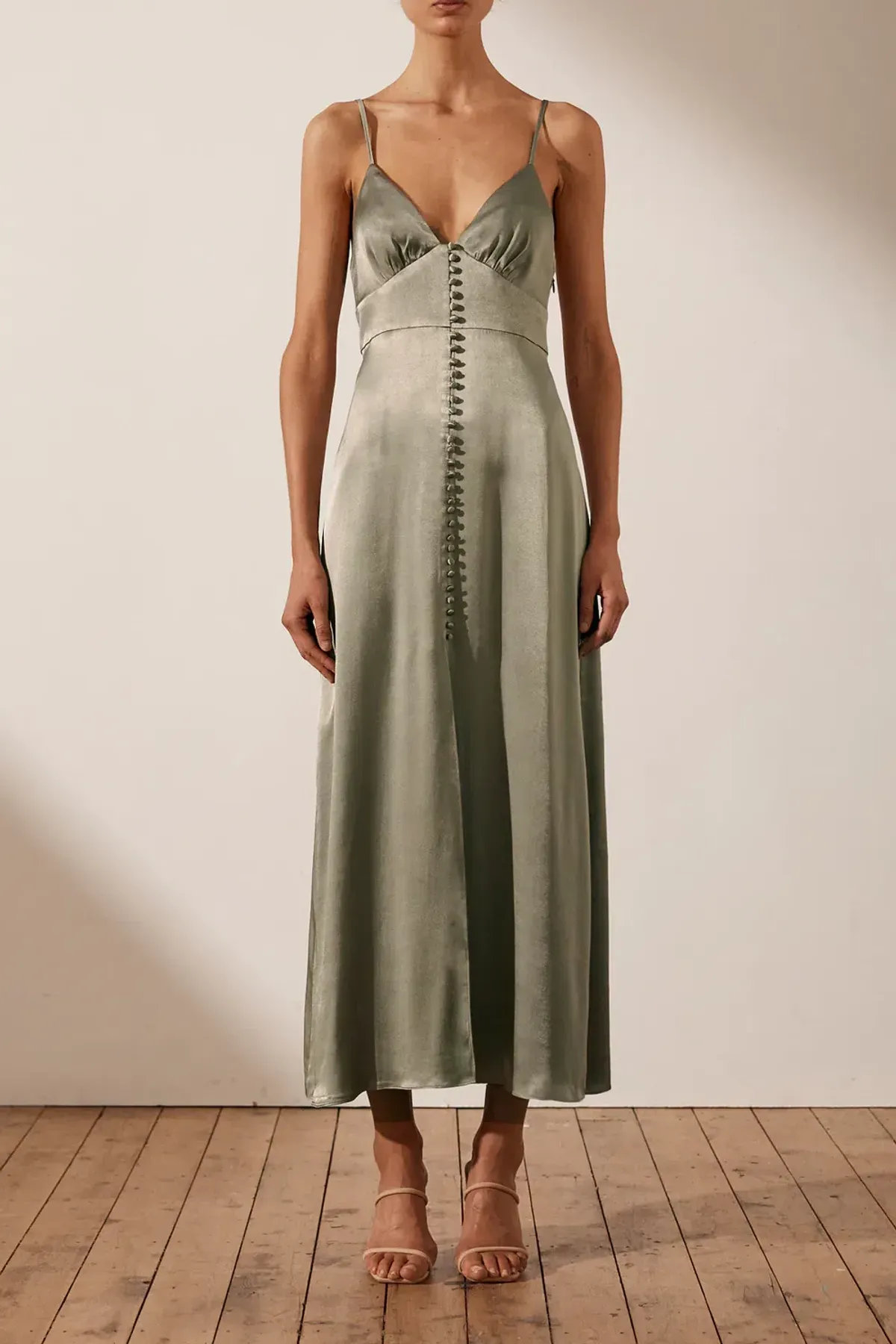 Shona Joy La Lune Cocktail Midi Dress in Sage Size 8 for rent on The Volte - main image