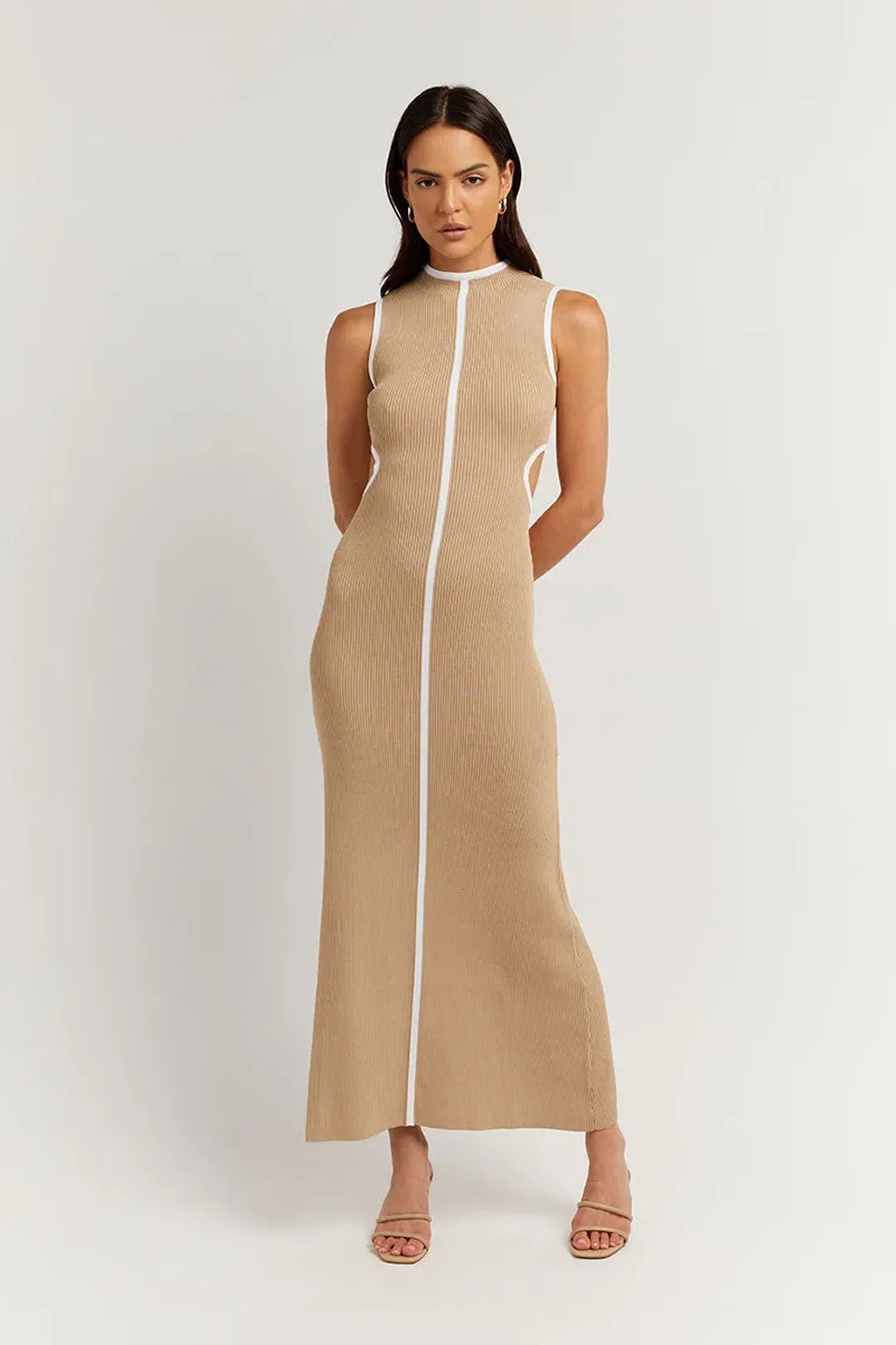 Dissh Binding Wheat Knit Midi Dress Nude Size 10 for rent on The Volte - main image