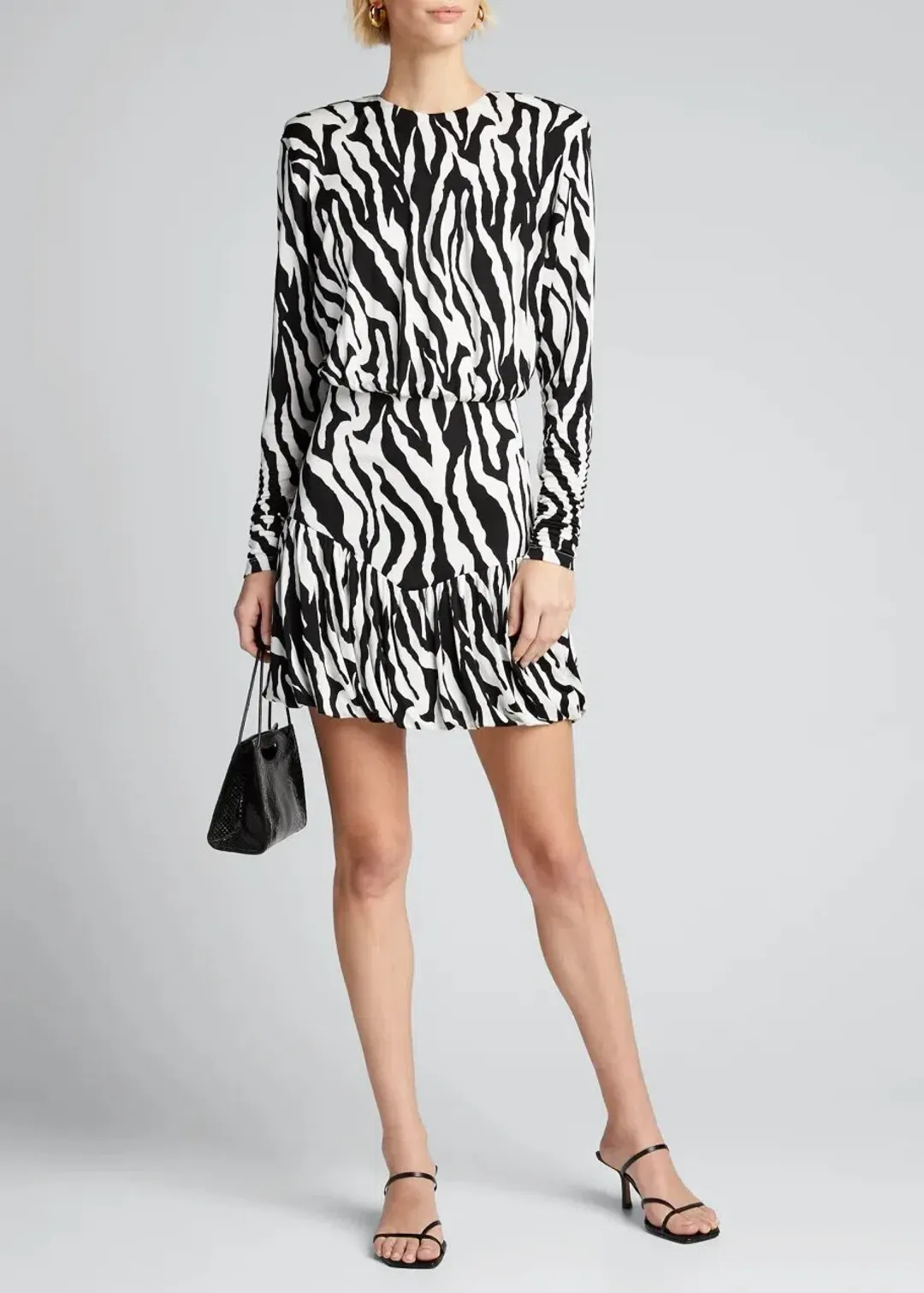 Rotate By Birger Christensen Alina Long-Sleeve Dress Zebra Print Size XS/Au 6 for rent on The Volte - main image