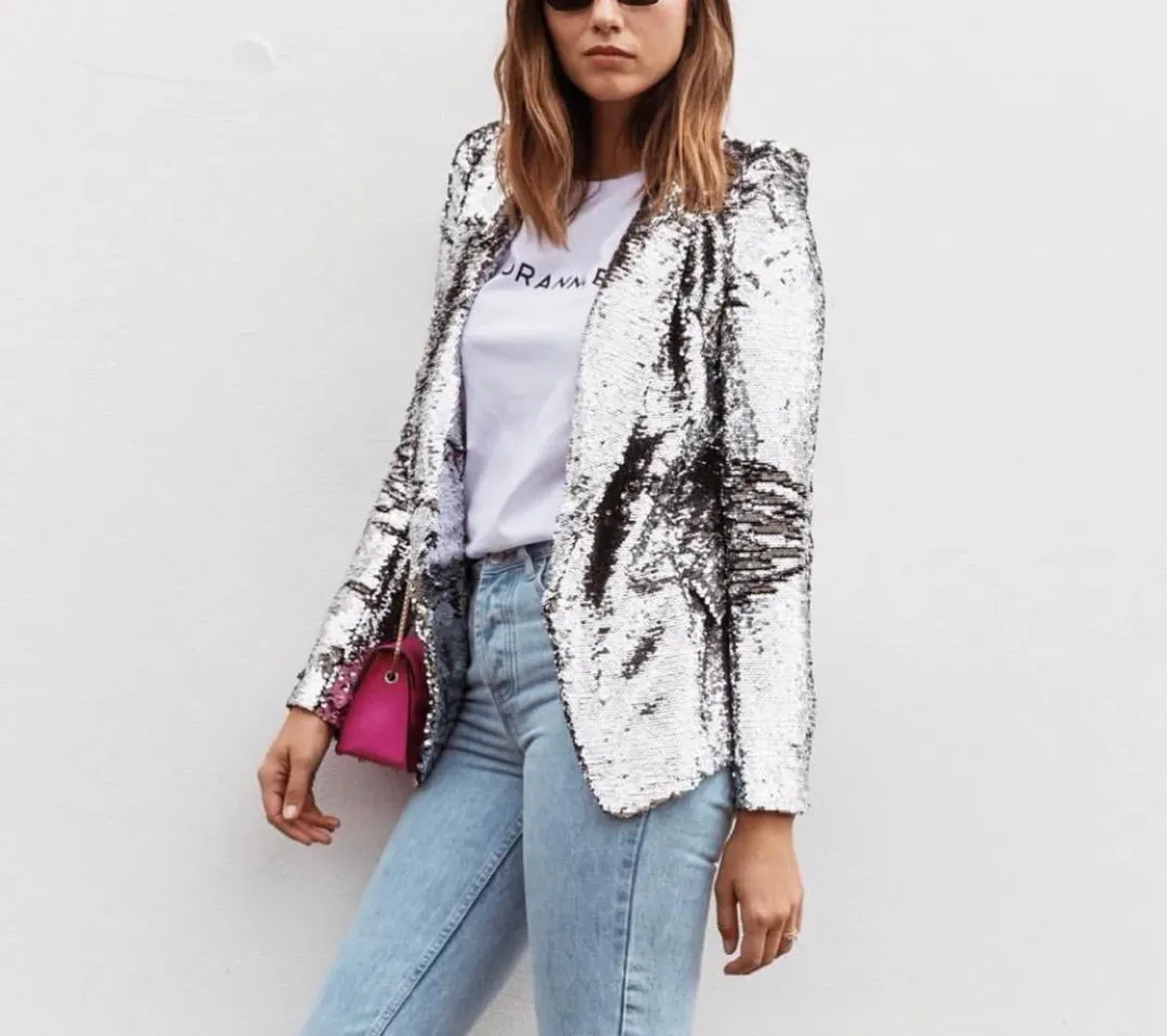 Torannce Shine Bright Jacket Silver Size 6 for rent on The Volte - main image