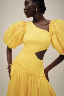 Aje Chateau Cut Out Midi Dress Sun Shower Yellow Size 10  for rent on The Volte - image 4