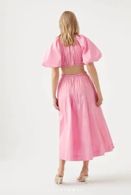 Aje Capucine Puff Sleeve Midi Dress Pink Size 6 / XS for rent on The Volte - image 3