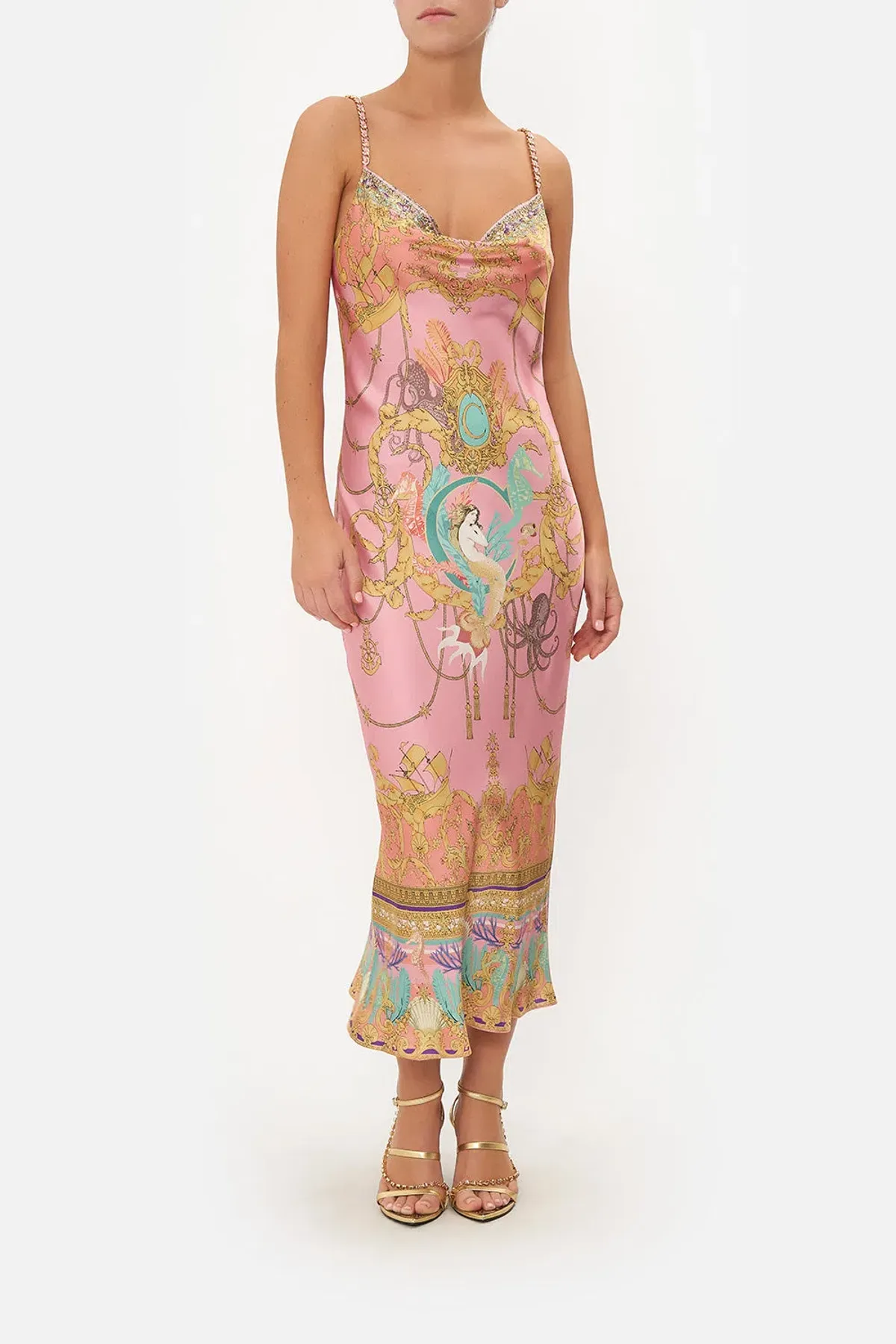 Camilla Mermaid Hotel Slip Dress Print Size XL/Au 16 for rent on The Volte - main image